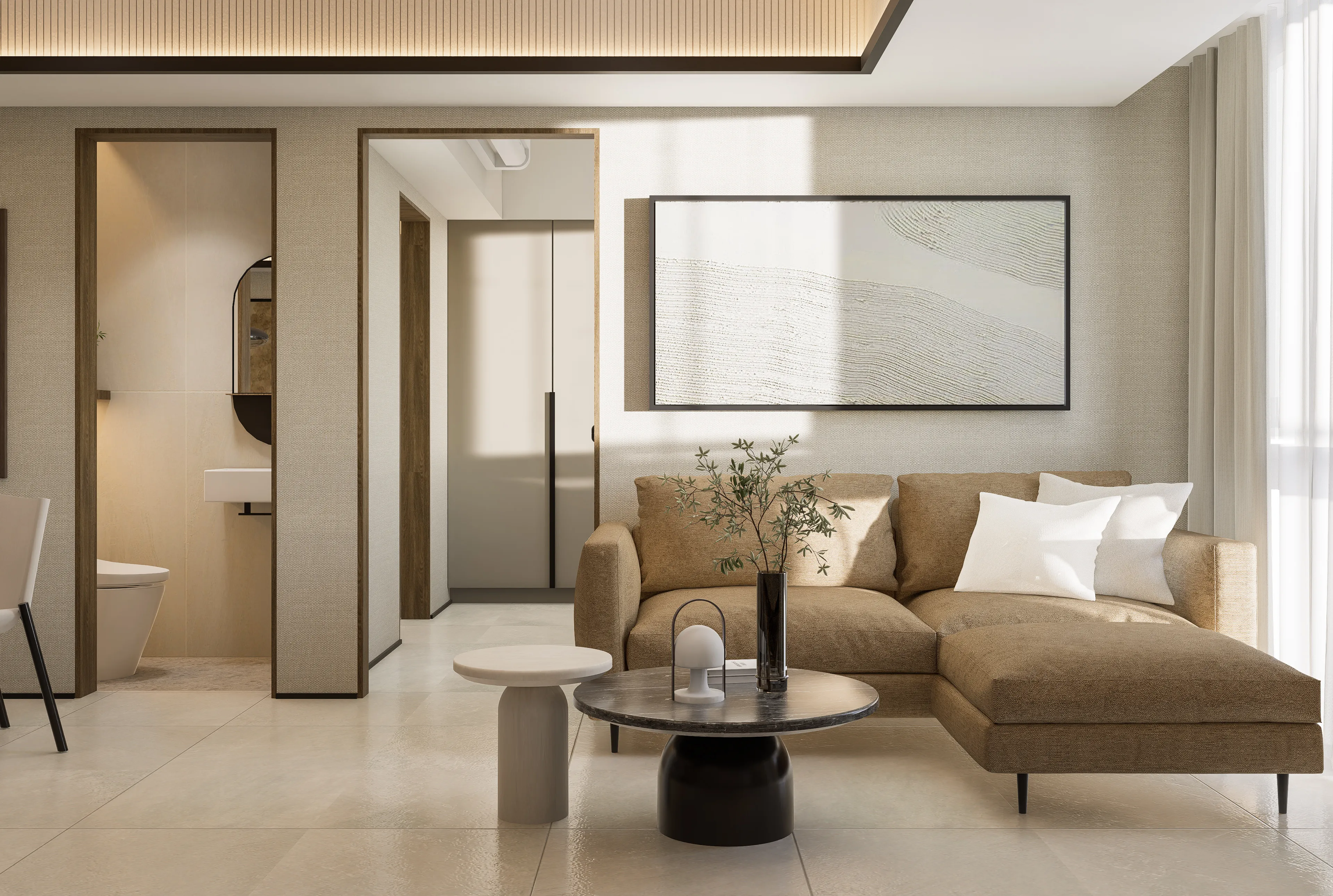 the wave towers 1 bedroom living room area