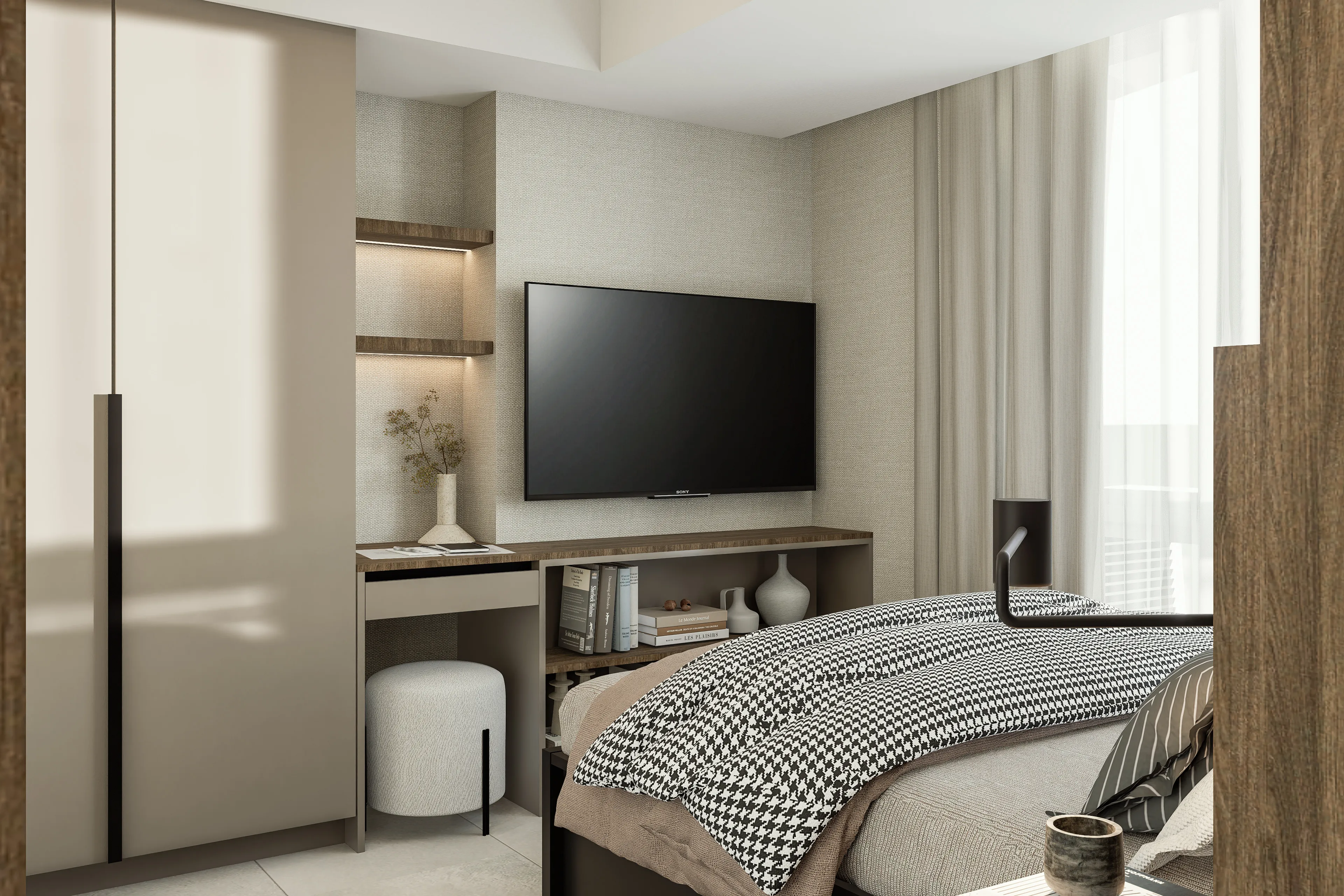 the wave towers 1 bedroom sleeping area