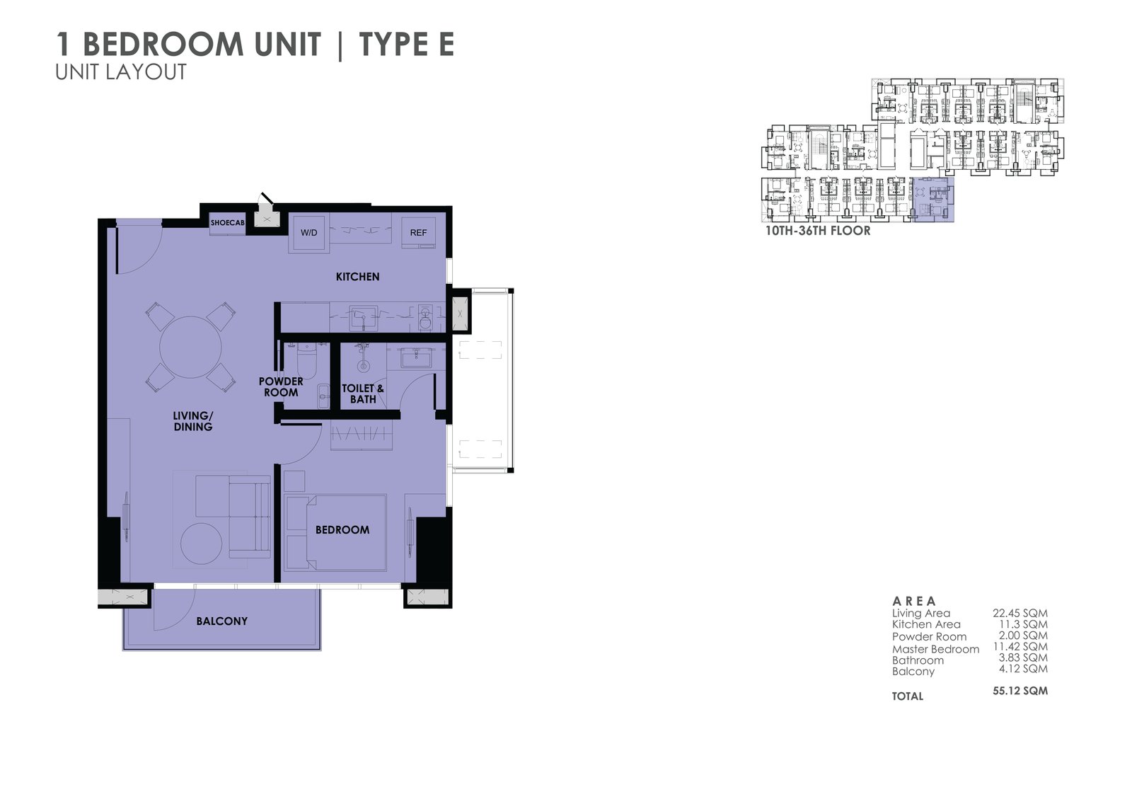 the wave towers 1 bedroom unit layout