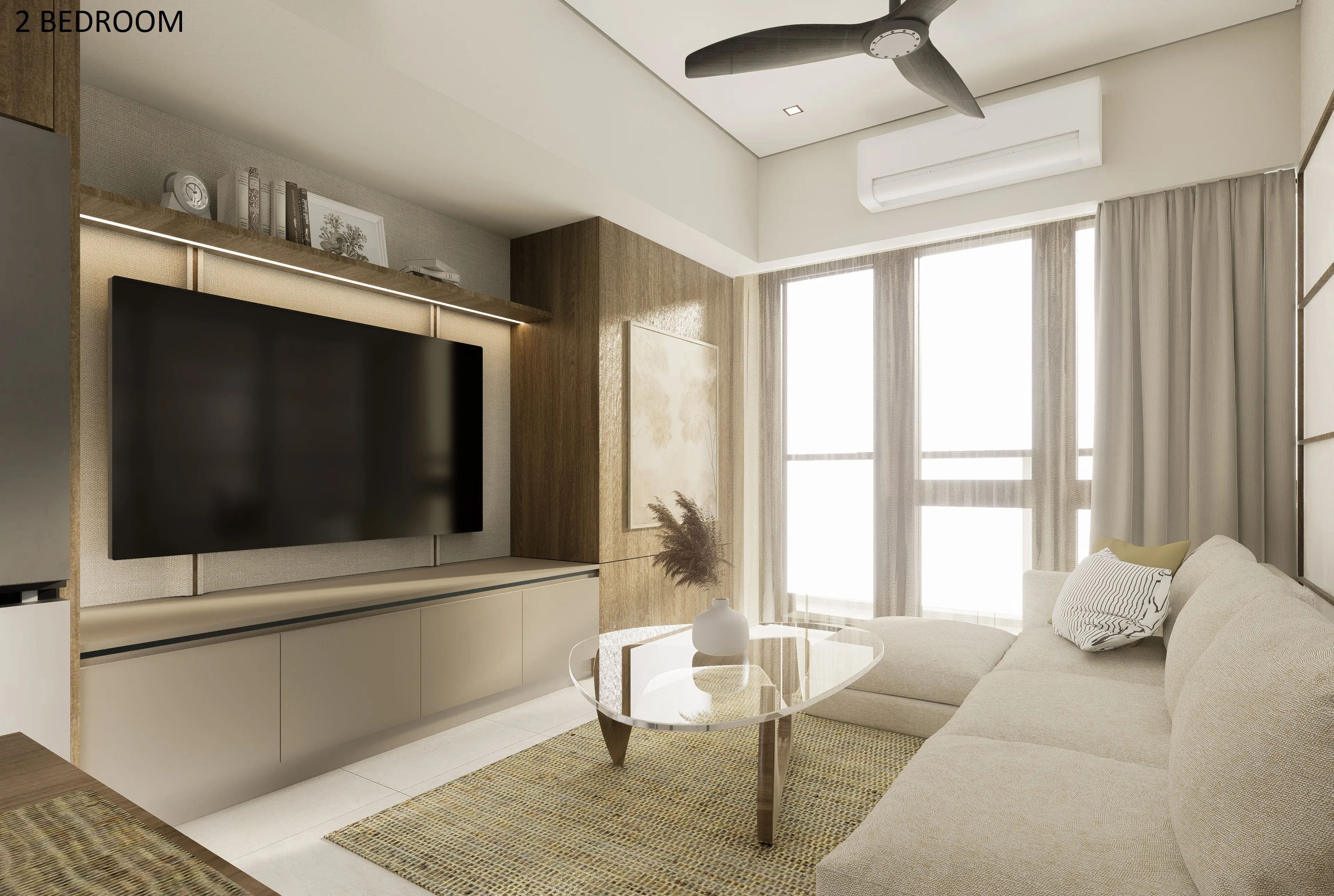 the wave towers 2 bedroom entertainment area
