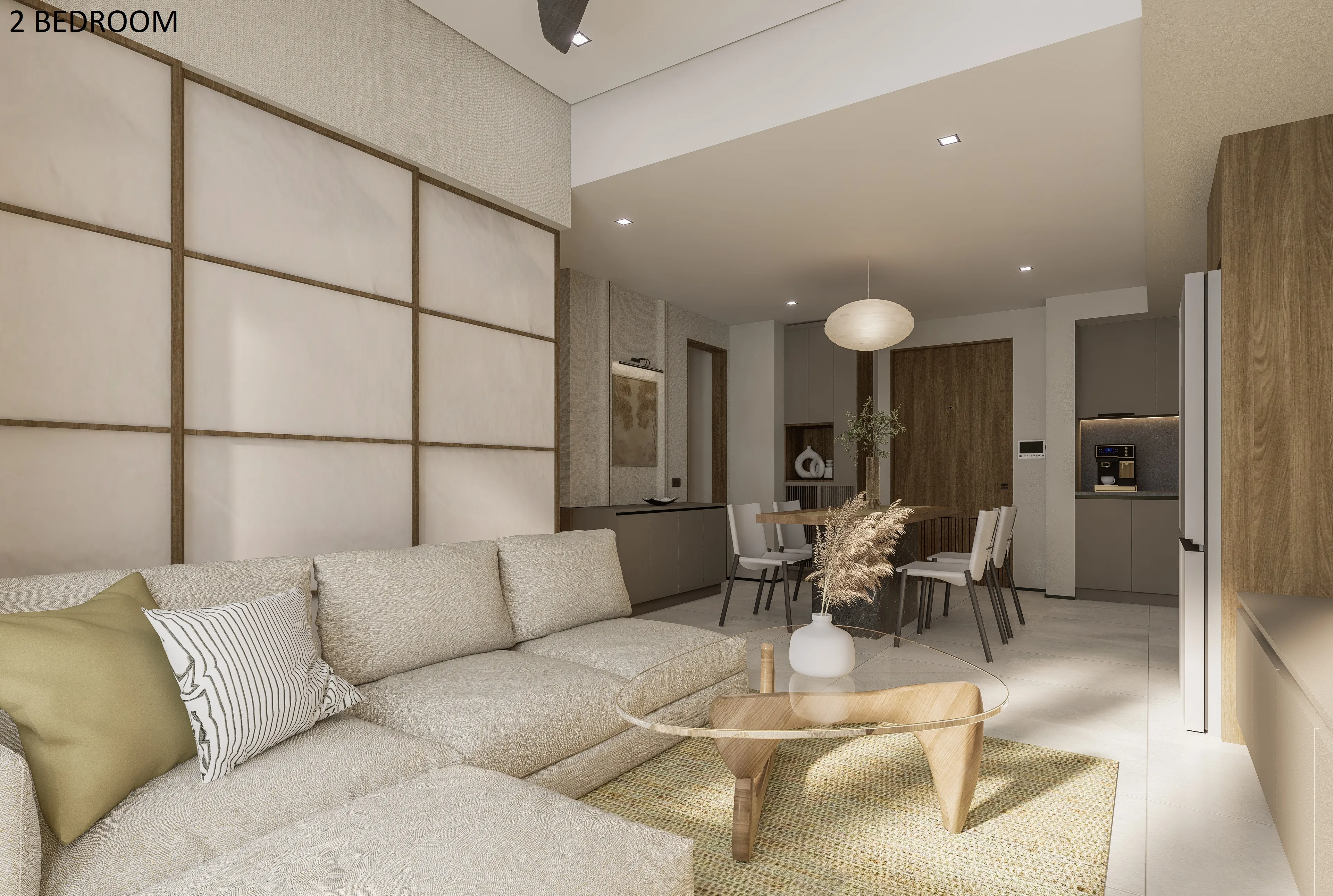 the wave towers 2 bedroom showroom living room area