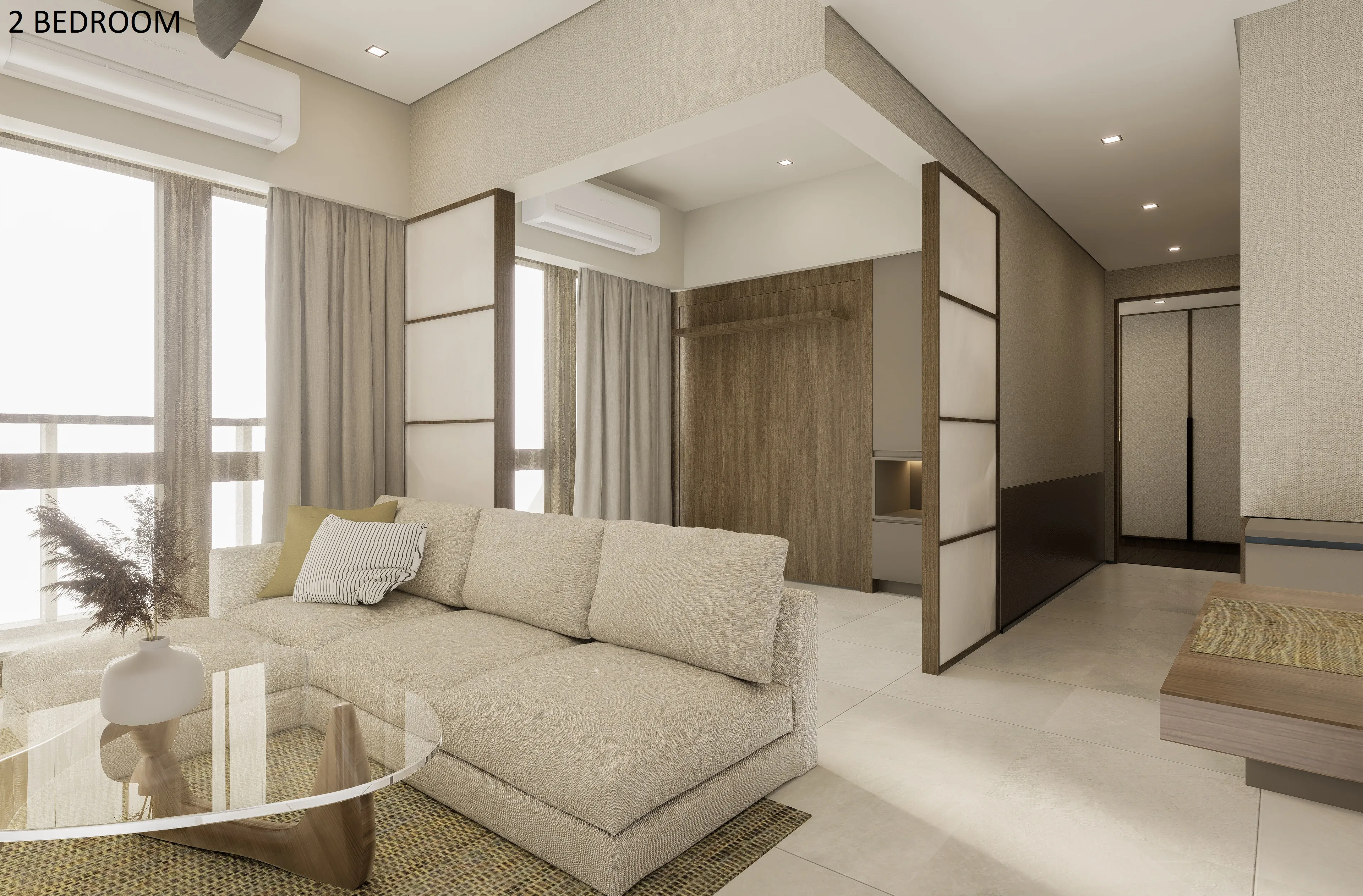 the wave towers 2 bedroom model unit hallway