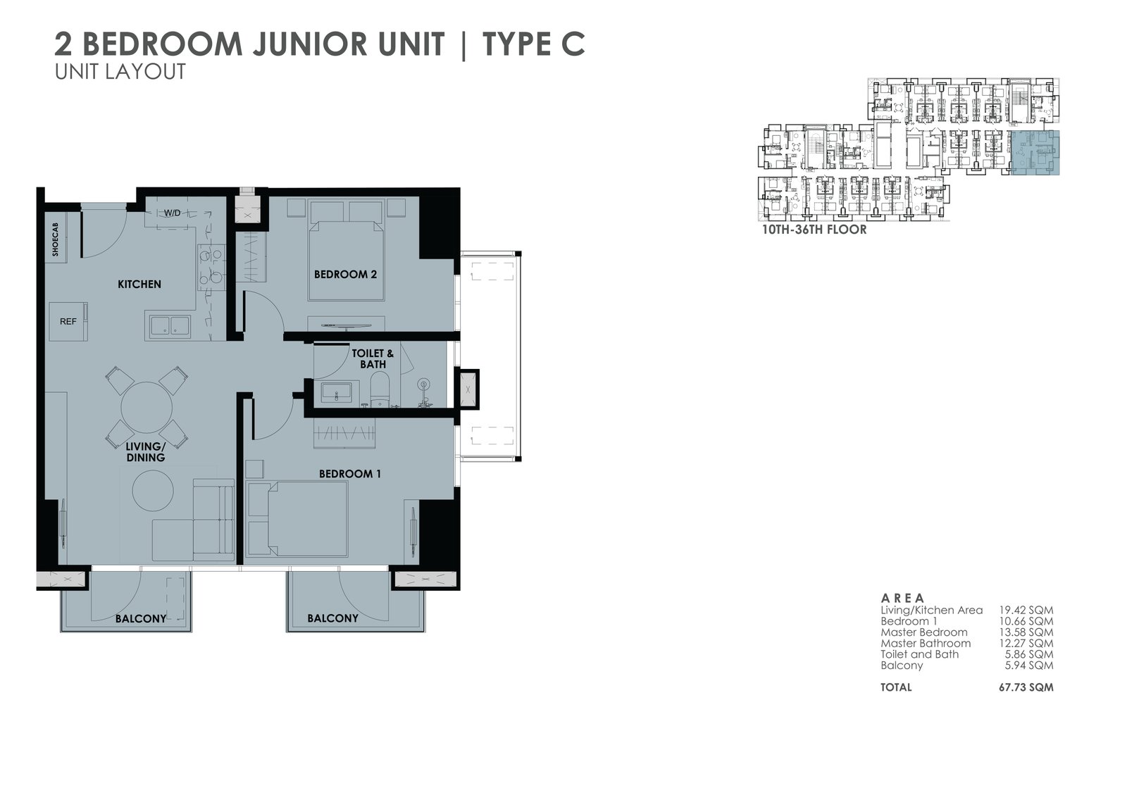 the wave towers 2 bedroom with balcony