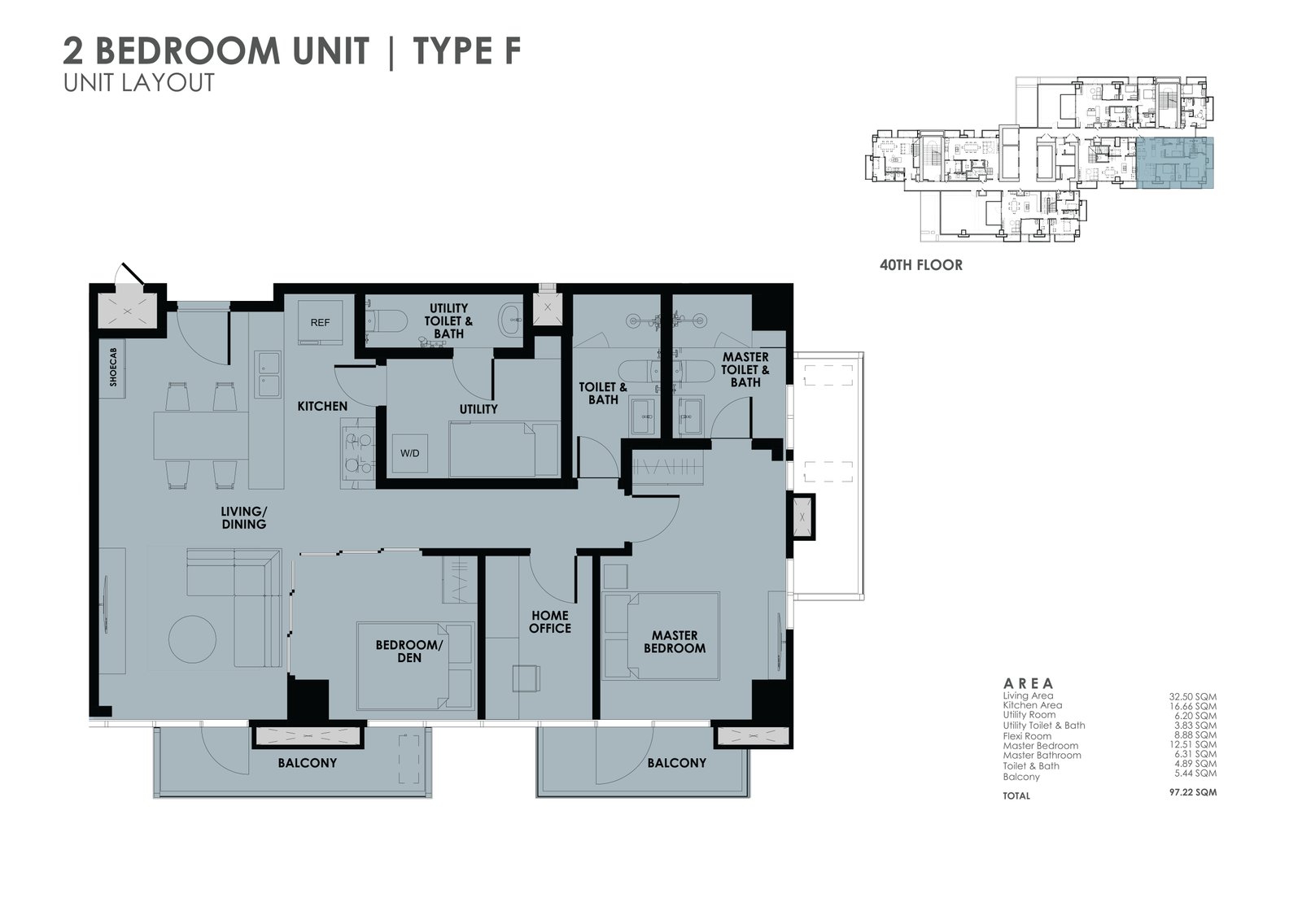 the wave towers 2 bedroom unit layout
