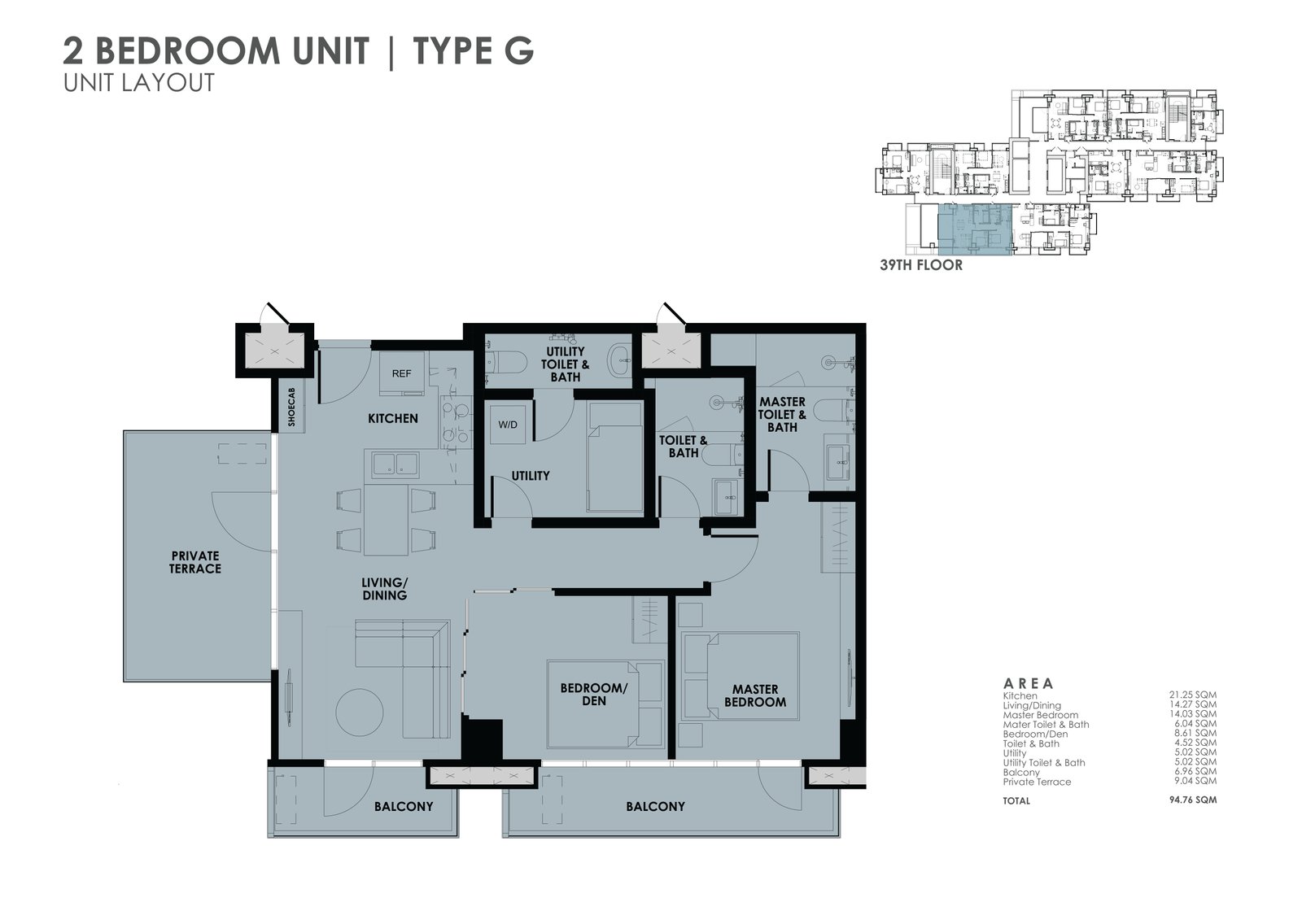 the wave towers 2 bedroom with huge terrace and 2 balcony
