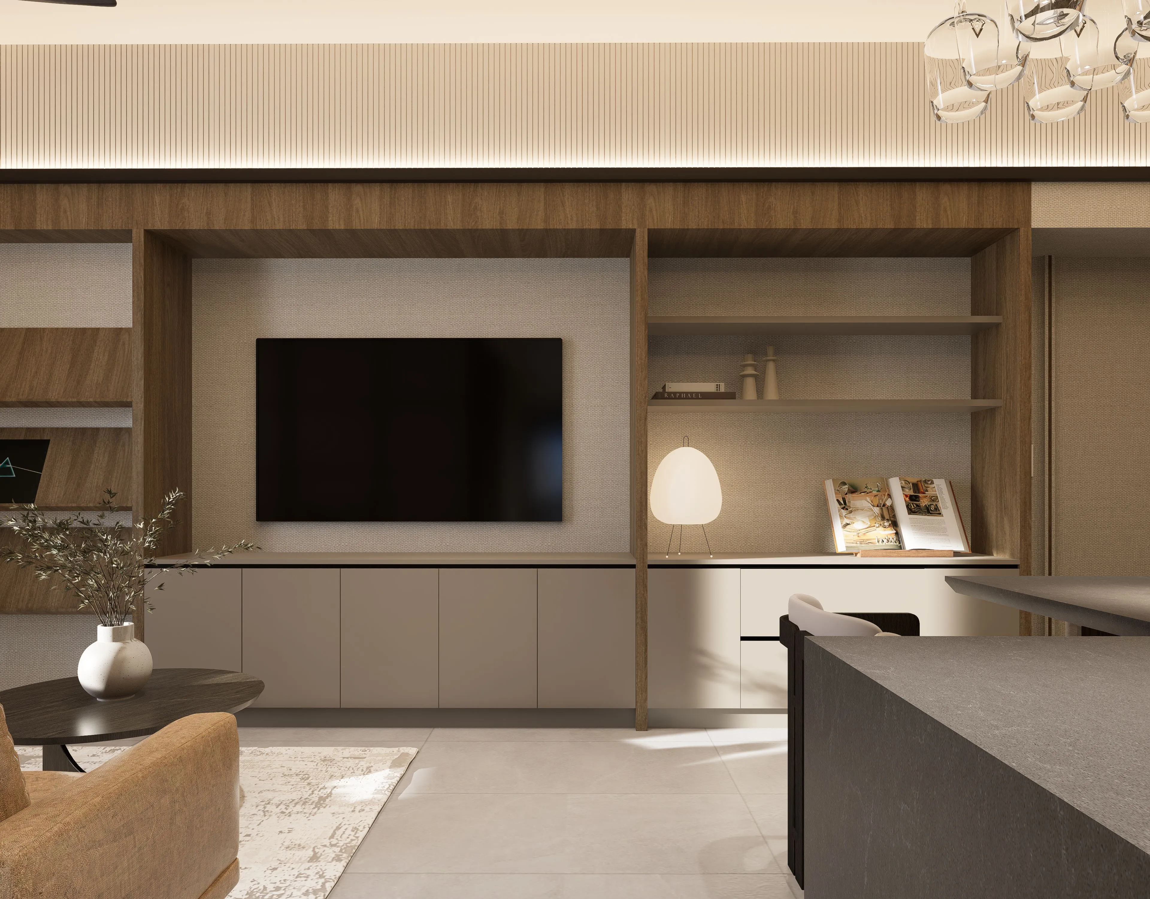 the wave towers 3 bedroom entertainment area