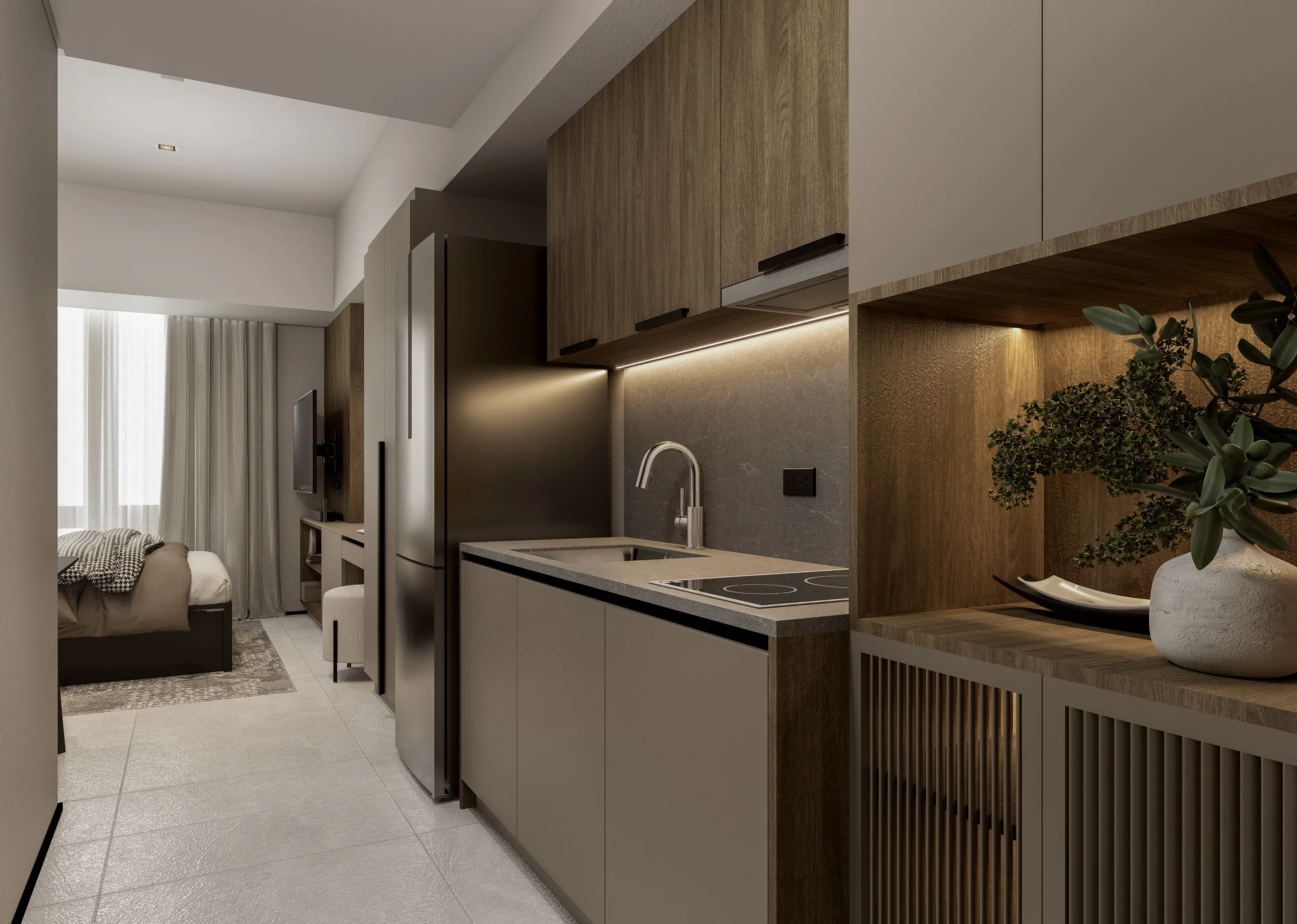 the wave towers studio showroom kitchen