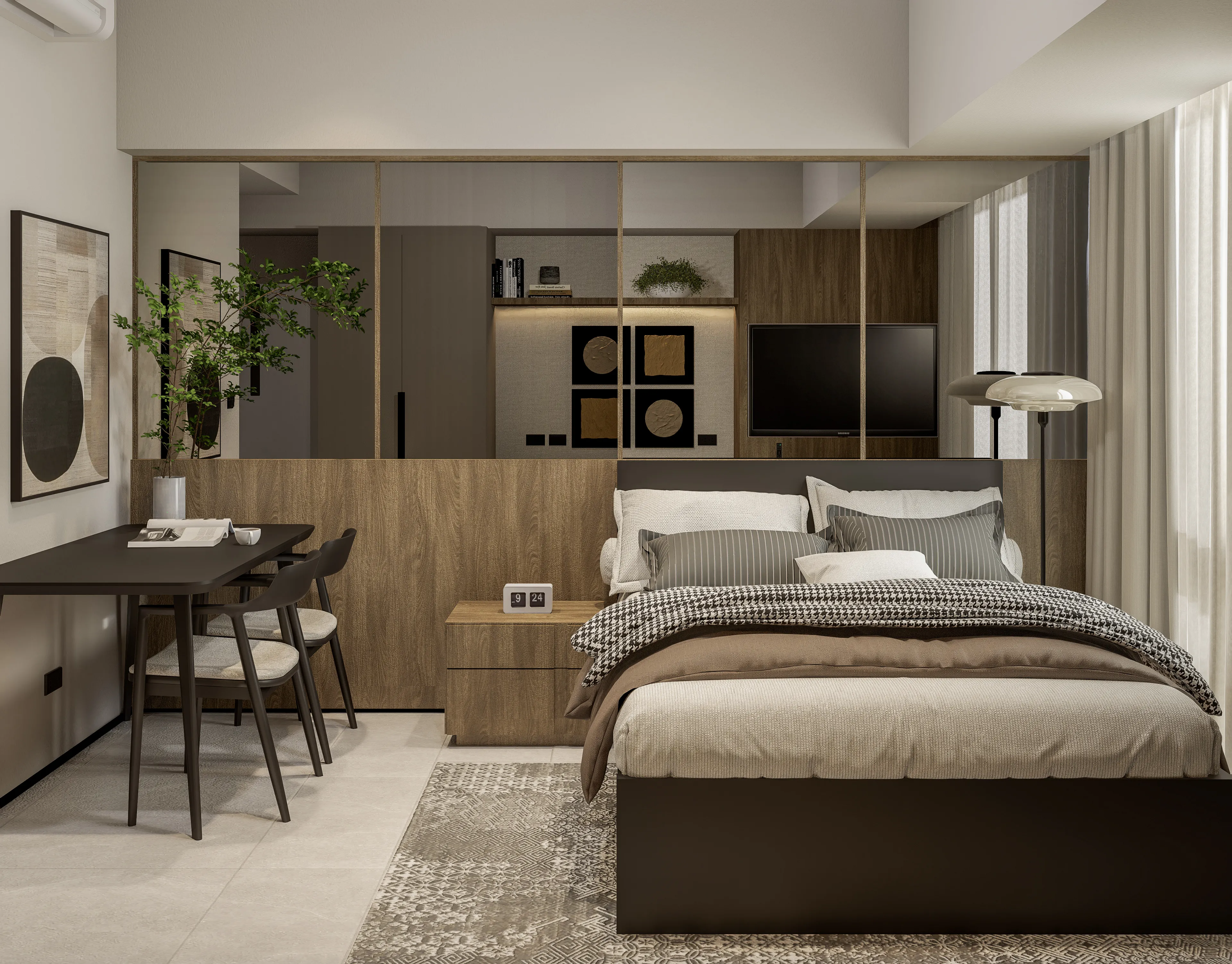 the wave towers studio showroom sleeping area 2