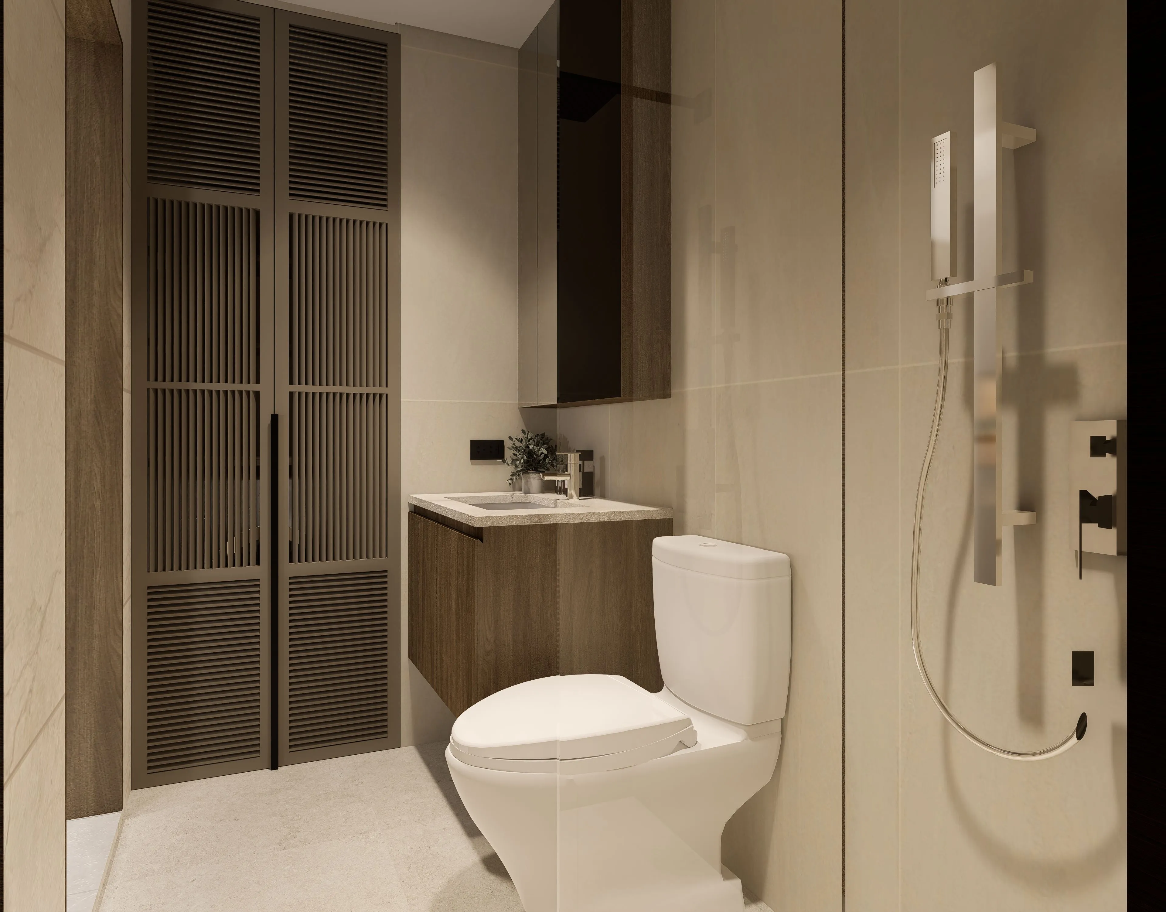 the wave towers studio showroom shower area