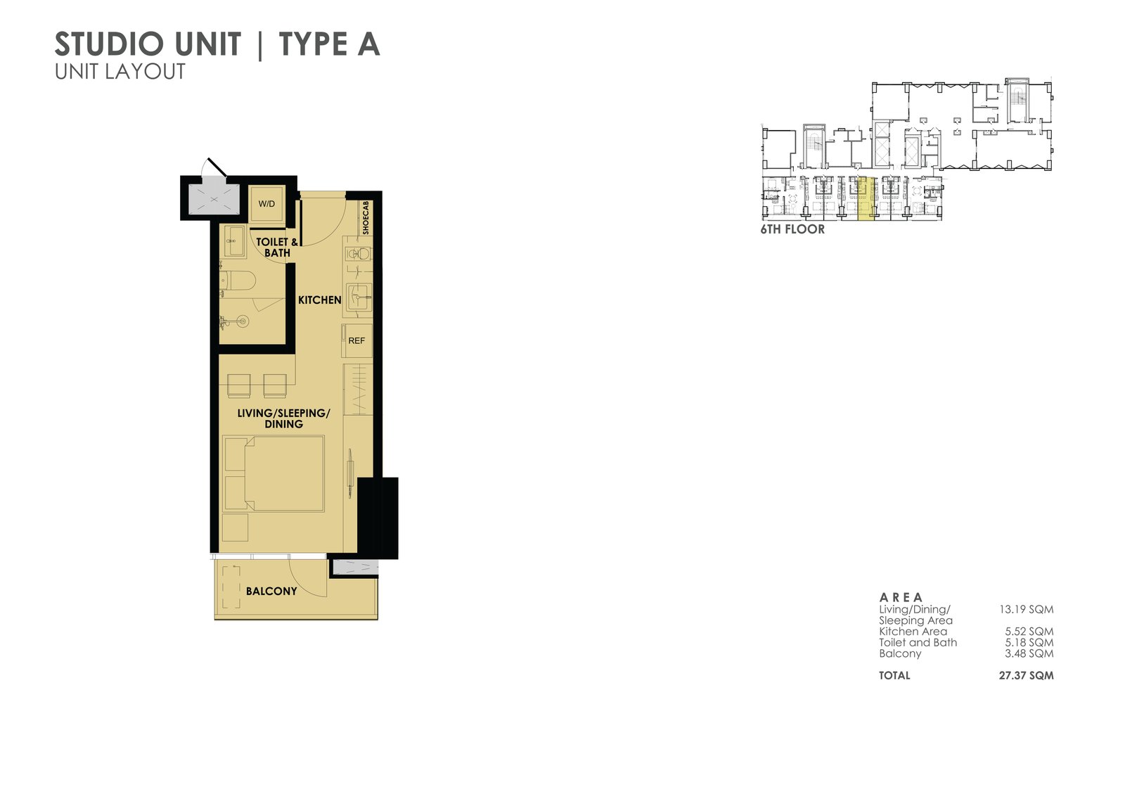 the wave towers studio unit layout